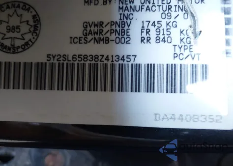 2008 Pontiac Vibe из США, поврежденный, VIN 5Y2SL65838Z413457